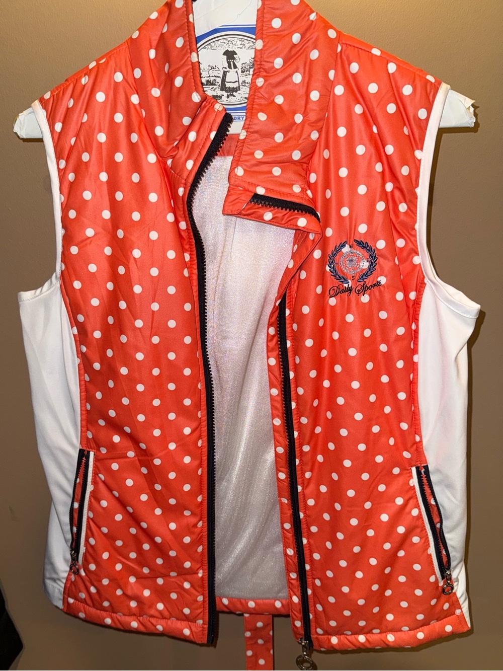 Daily Sports Orange Polka Dot Sleeveless Puffer Vest